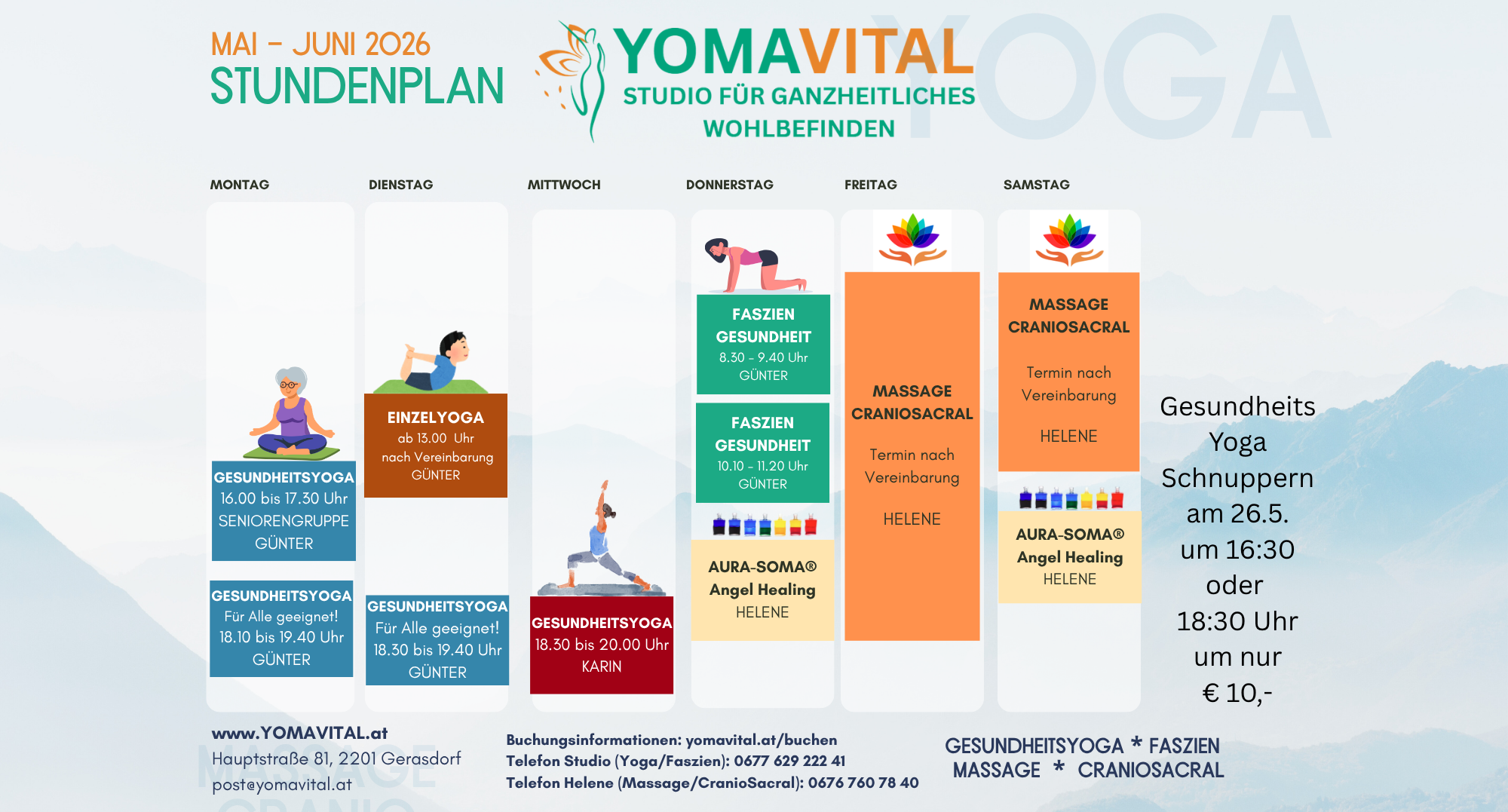 Yomavital Stundenplan Mai - Juni 2026
